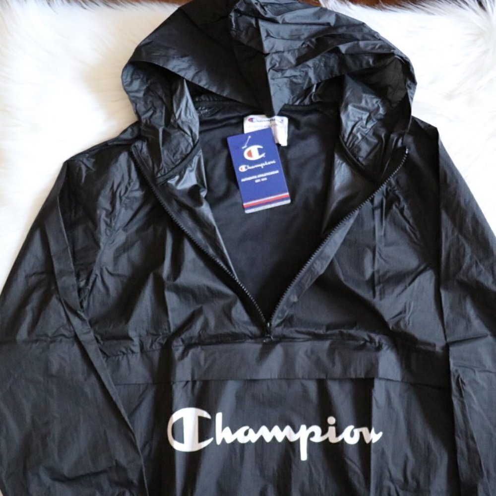 NEW Champion Black Oversized Wind Breaker Jacket Small - Picture 3 of 6